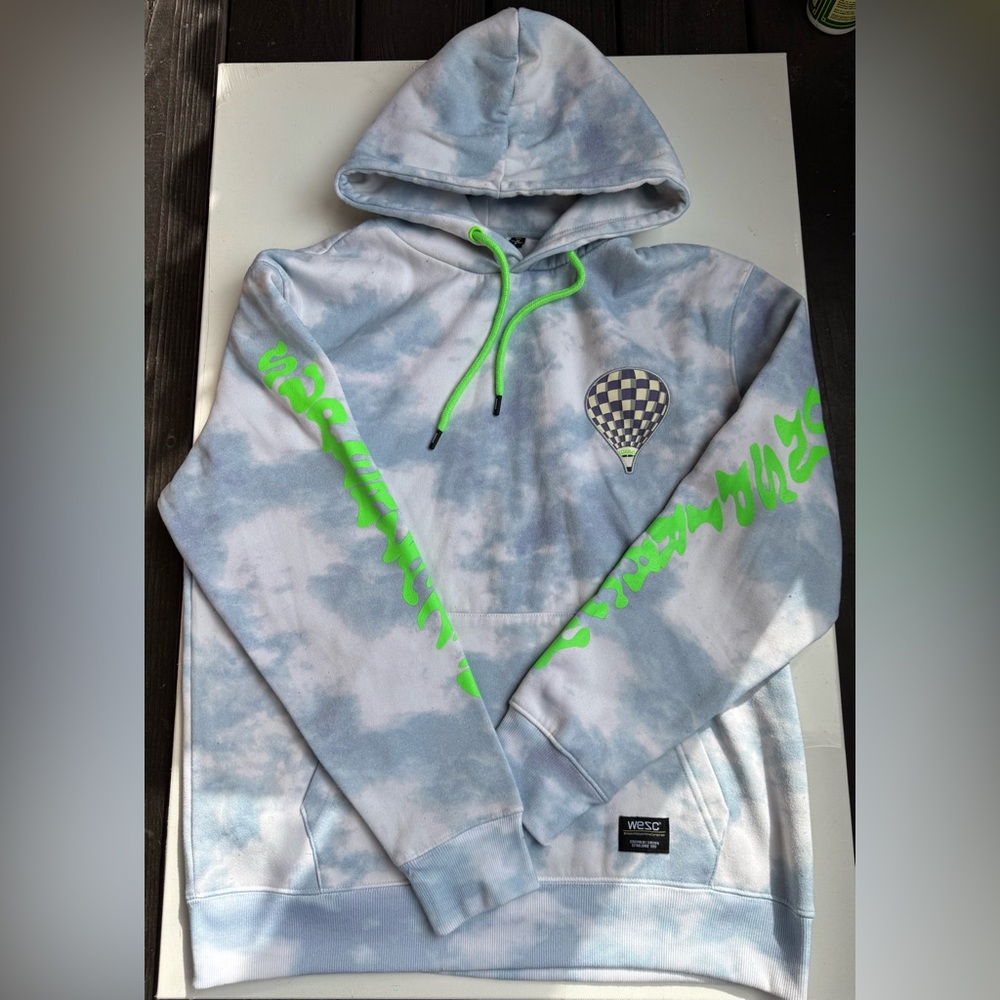 Wesc Blue & Green Tie Dye Hoodie Jacket Unisex Size Mens M‎ Womens L
